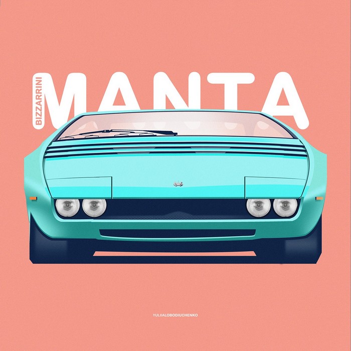 Bizzarrini Manta car illustration by Yuliia Lobodiuchenko