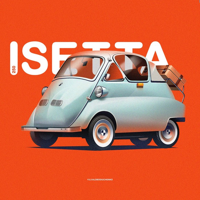 BMW Isetta 250 illustration by Yuliia Lobodiuchenko