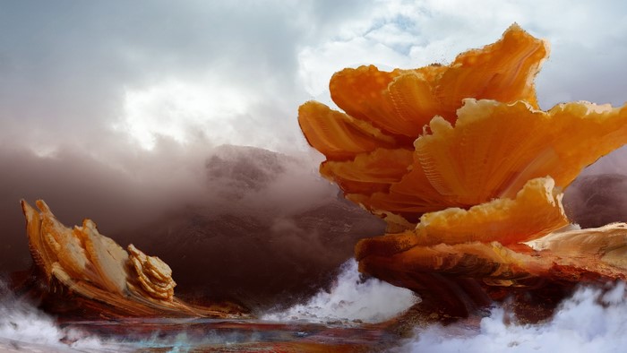 Orange mushroom-like formation by Guillaume Hochart
