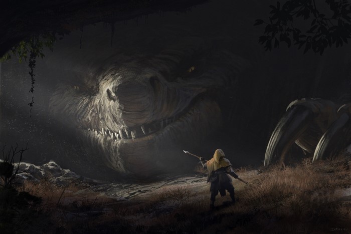 Artwork by Jan Ditlev: Giant Turtle Dragon and Warrior