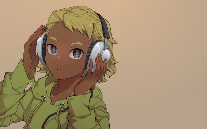 Doumeki from Eizouken ni wa Te wo Dasu na! wearing headphones