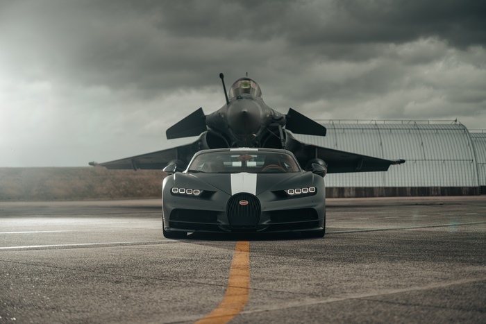 Bugatti Chiron and Dassault Rafale Marine Jet