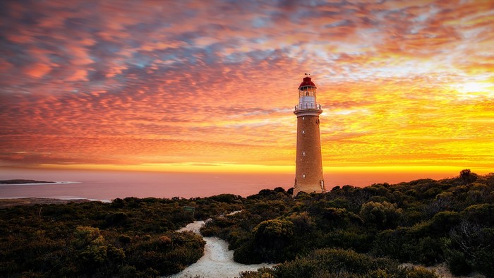 Cape du Couedic Lighthouse at Sunset in Australia
