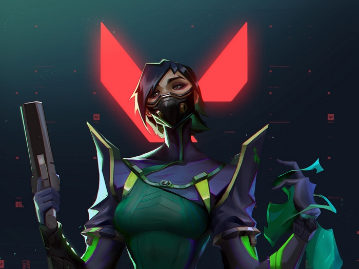 Viper from Valorant holding a gun