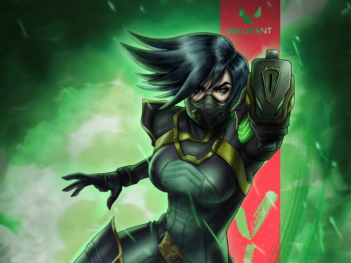 Viper from Valorant holding a gun