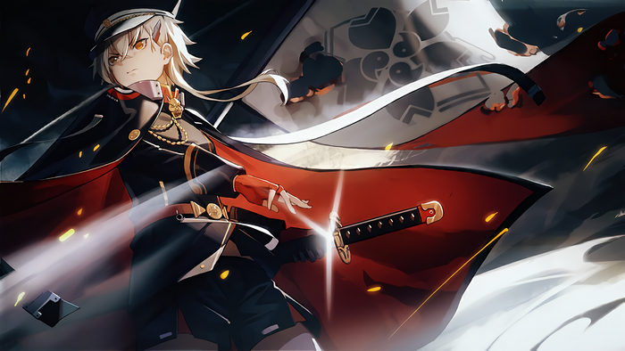 Kinu from Azur Lane with a sword