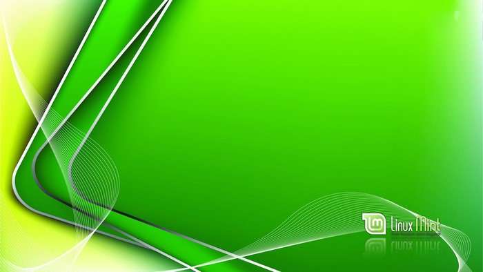 Linux Mint logo on green abstract background