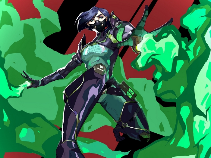 Viper from Valorant with green toxic clouds