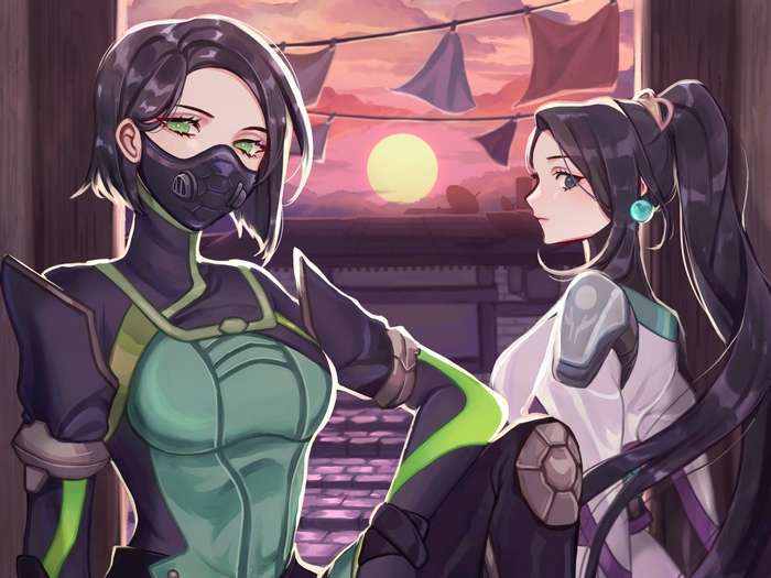Viper and Sage from Valorant at Sunset