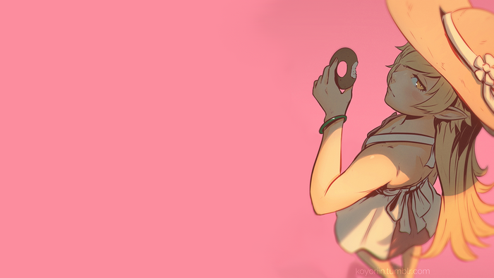 Oshino Shinobu from Monogatari Series with a donut
