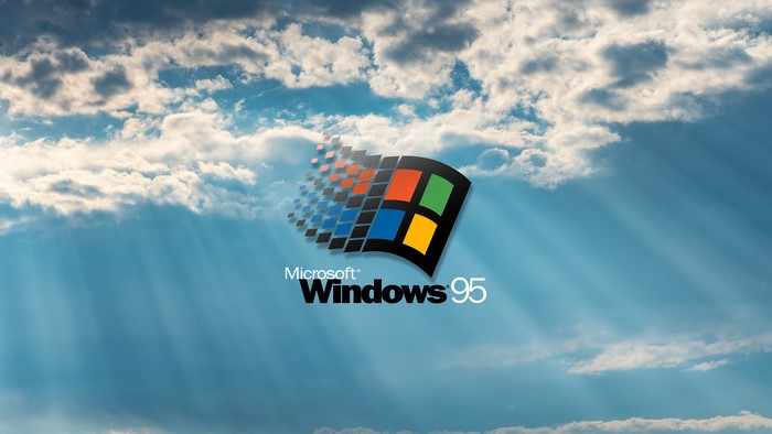 Microsoft Windows 95 Logo on Cloudy Sky