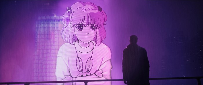 Anime girl hologram and man in Blade Runner 2049
