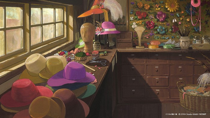 Howl's Moving Castle hat shop interior