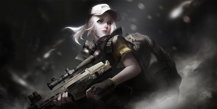 Anime girl with sniper rifle