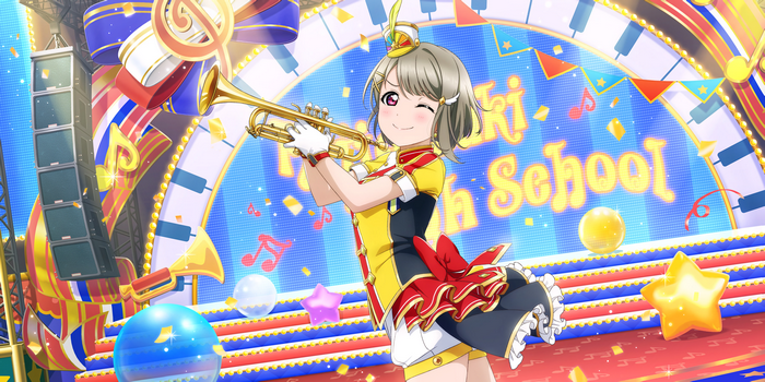 Kasumi Nakasu from Love Live! Sunshine!! playing a trumpet