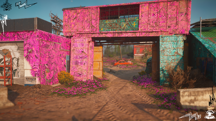 Far Cry New Dawn graffiti-covered structures
