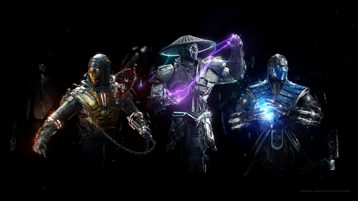 Scorpion, Raiden, and Sub Zero from Mortal Kombat