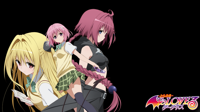 Momo Velia Deviluke, Kurosaki Mea, and Golden Darkness from To Love-ru Darkness