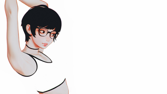 Anime girl with glasses and short hair