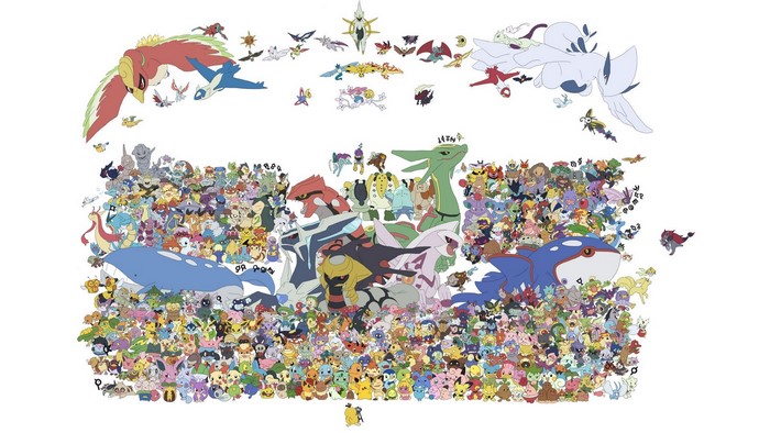 Many Pokémon including Arceus, Lugia, Ho-Oh, Rayquaza, Groudon, and Kyogre