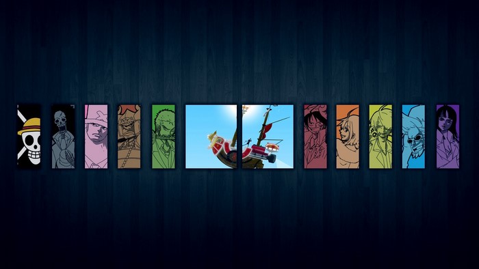 One Piece characters and ship artwork