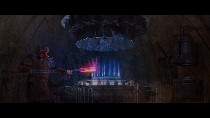 The Mandalorian forging Beskar in Star Wars