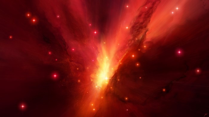 Red nebula with stars in space art by JoeyJazz