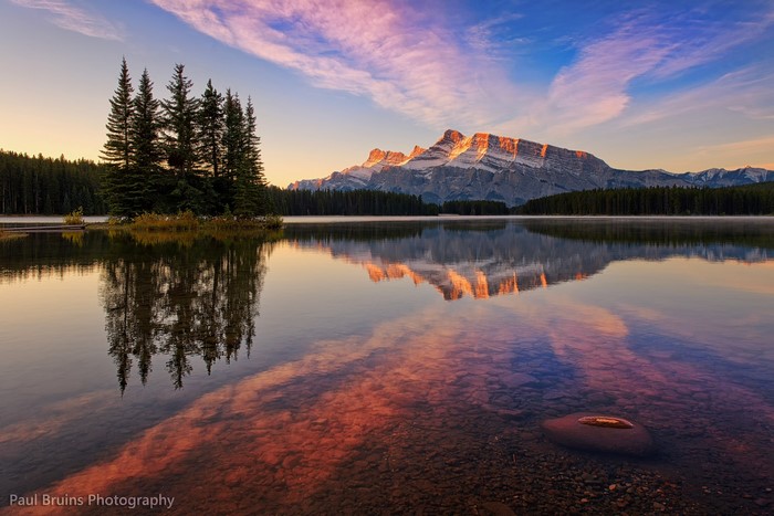 Mount Rundle reflection at Two Jack Lake, Banff National Park