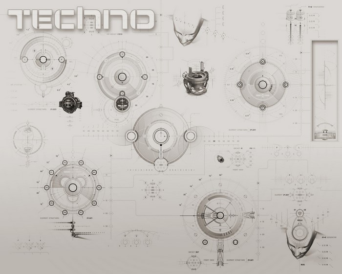 Techno Punk Blueprint Artwork