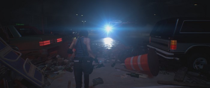 Jill Valentine from Resident Evil 3 Remake in a dark scene