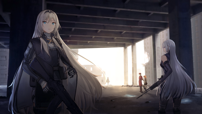 AK-15 and AN-94 from Girls Frontline in ruined city