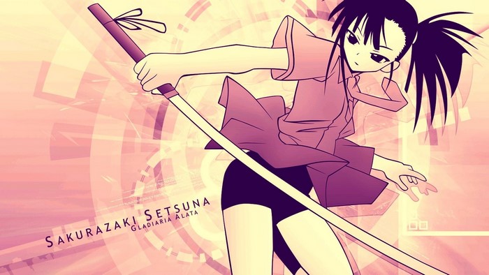 Sakurazaki Setsuna from Mahou Sensei Negima with a sword
