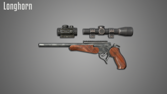Longhorn pistol with scope and red dot sight