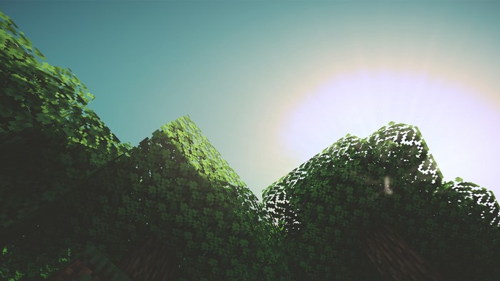 Minecraft with shaders and sun rays