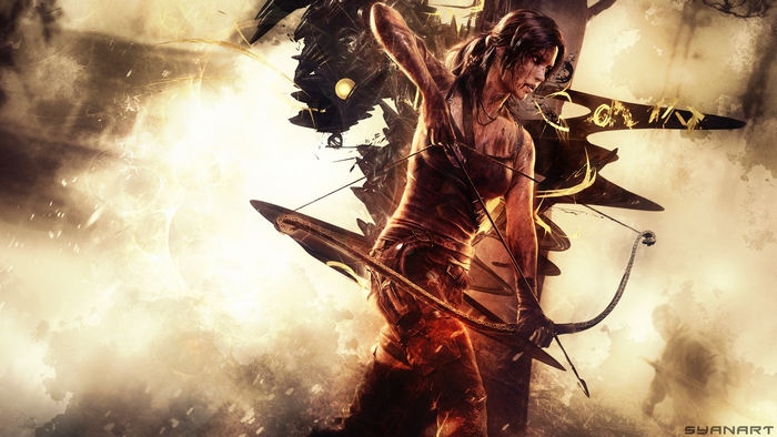 Lara Croft with bow and arrow