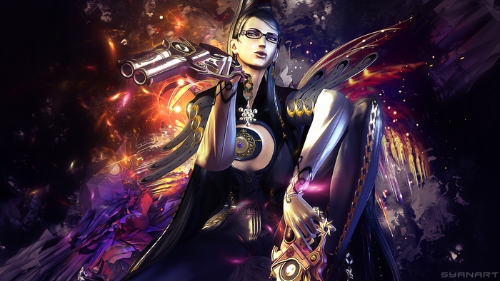 Bayonetta with guns and wings