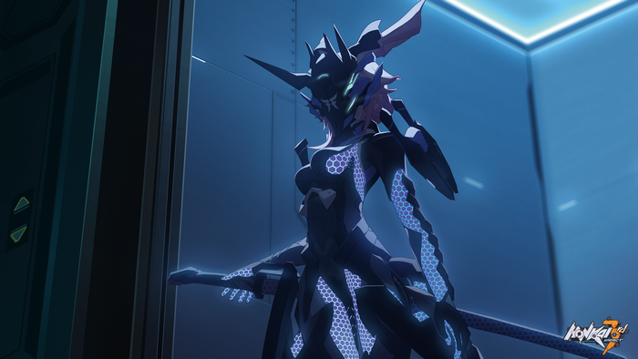 Yae Sakura (Honkai Impact 3rd) in a futuristic setting