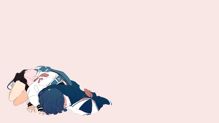 Anime girls in streetwear and school uniforms