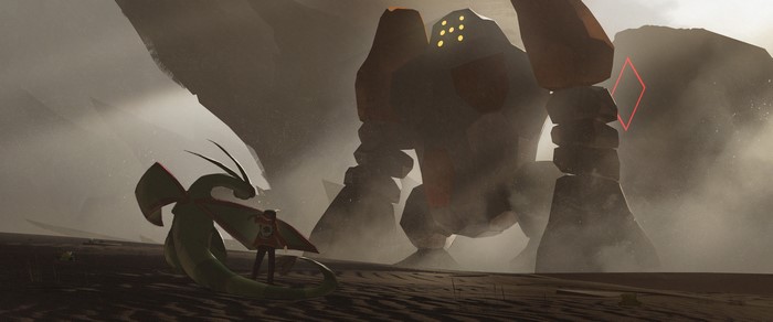 Regirock and Flygon from Pokémon with a trainer
