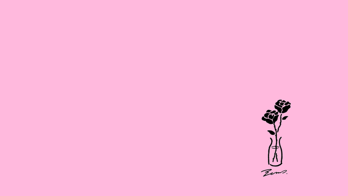 Minimalist illustration of two roses in a vase