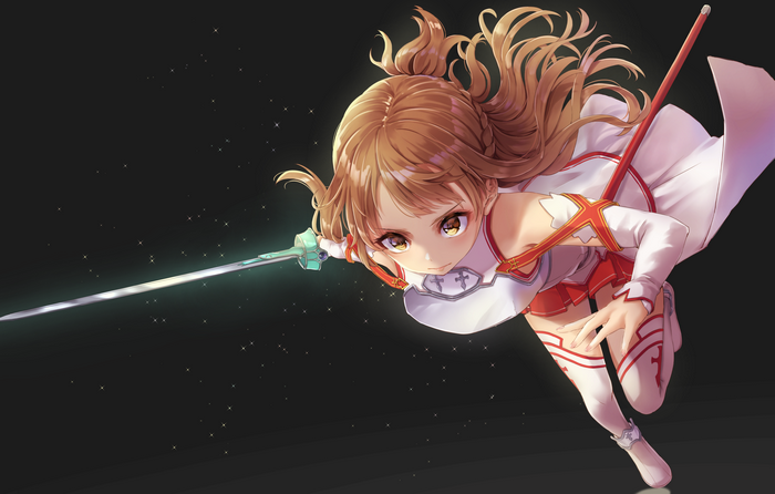 Yuuki Asuna from Sword Art Online with a sword