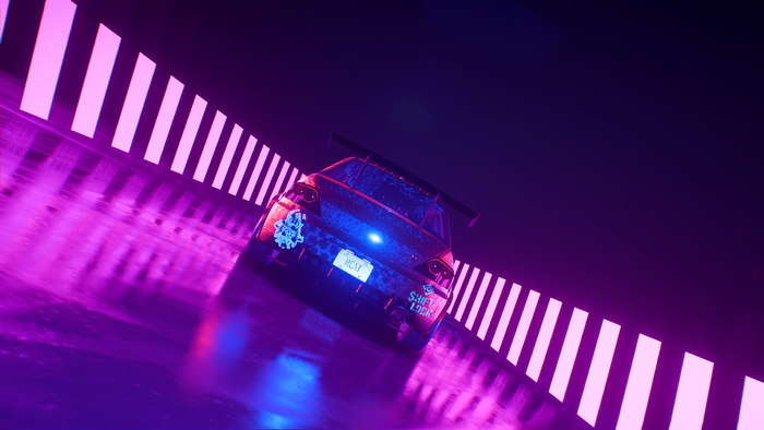 Mitsubishi Lancer Evo IX in neon tunnel