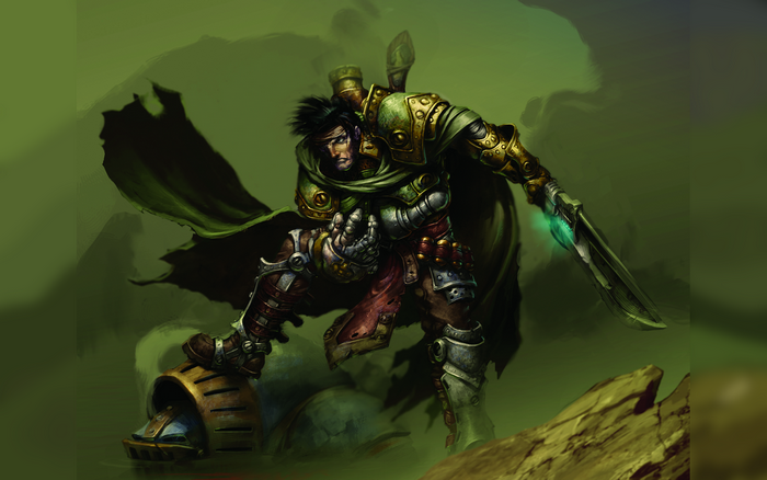Asheth Magnus from Warmachine with cape and sword
