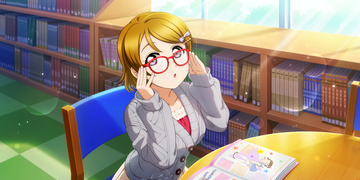 Hanayo Koizumi from Love Live! Sunshine!! in a library