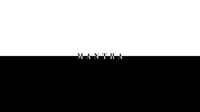 Mantra text on a black and white background