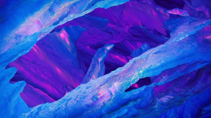 Abstract blue and purple ice formations
