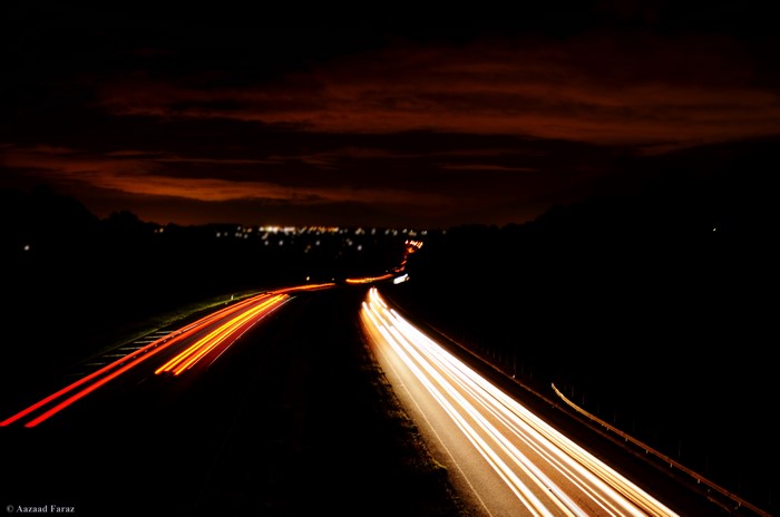 Long exposure of a highway at night