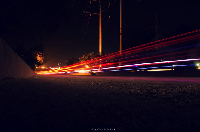 Long exposure light trails at night