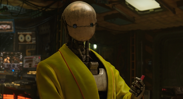 Bubs the Robot in a Yellow Robe