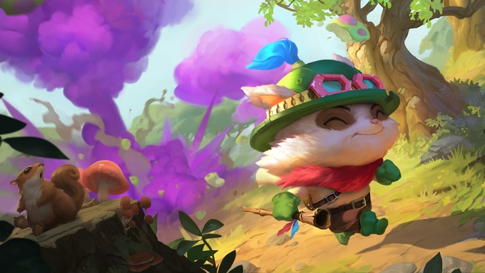 Teemo from League of Legends in a forest